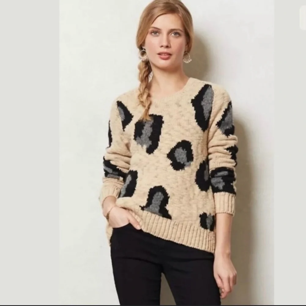 Anthropologie | Sleeping On Snow Leopard Print Wool Blend Sweater | S